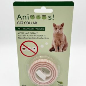 Animooos! Cat Collar Collare Antiparassitario Naturale per Gatti Anti-Pulci con Estratto di Margosa 52 cm Pink